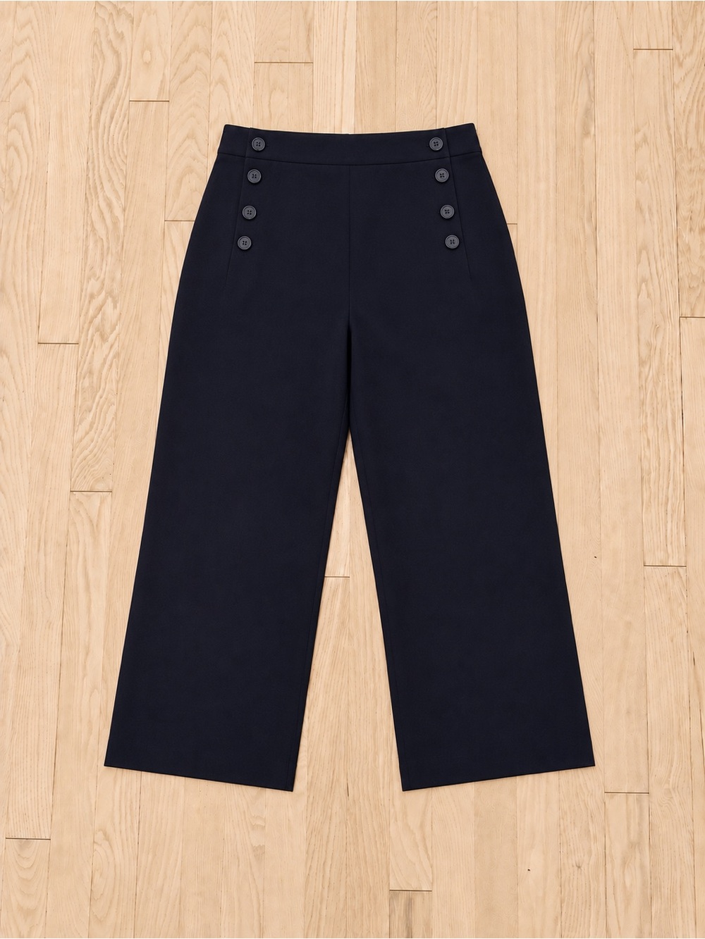 Ann Taylor Sailor Grace Straight Ankle Pants Black 8 Petite Side Zip Like New